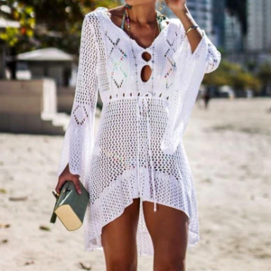 White Crochet Beach Cover up (One Size)